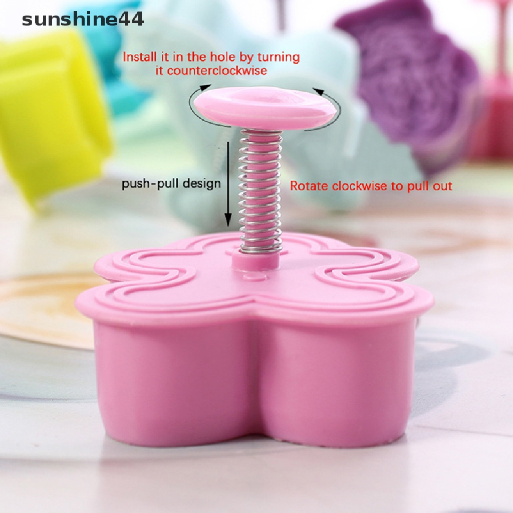 Sunshine 4Pcs Cetakan Pemotong Kue / Biskuit Bentuk Stempel