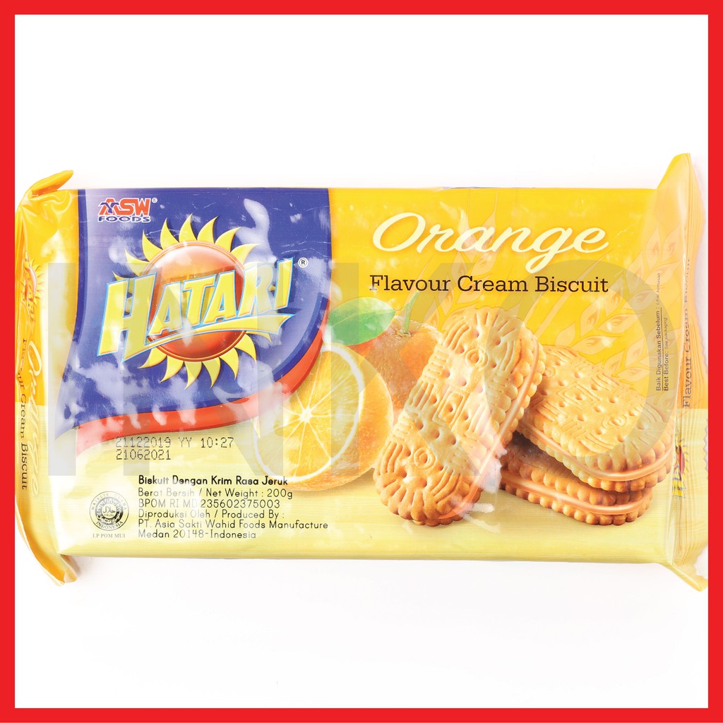 

HATARI ORANGE FLAVOUR CREAM BISCUIT RASA JERUK 200GR