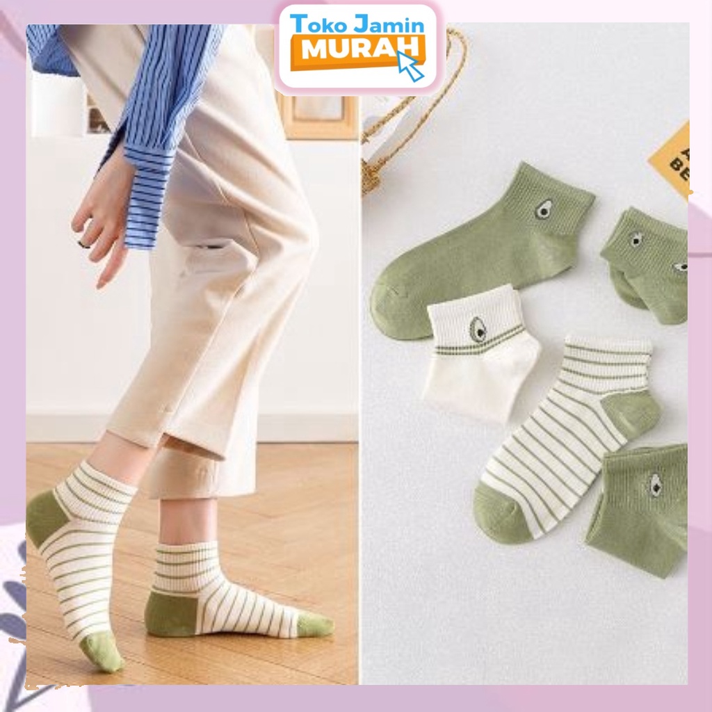 TJM KK199 Kaos Kaki Wanita Motif Lime Semata Kaki Kaos Kaki Pendek Japanese Ankle Socks Korean