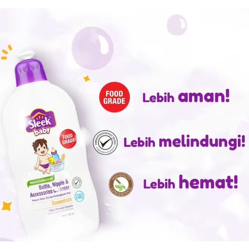 BPOM SLEEK BOTTLE NIPPLE &amp; BABY ACCESSORIES CLEANSER ISI 450ML , 500ML &amp; 900ML (REFILL) / SLEEK SABUN CUCI PIRING / SYE