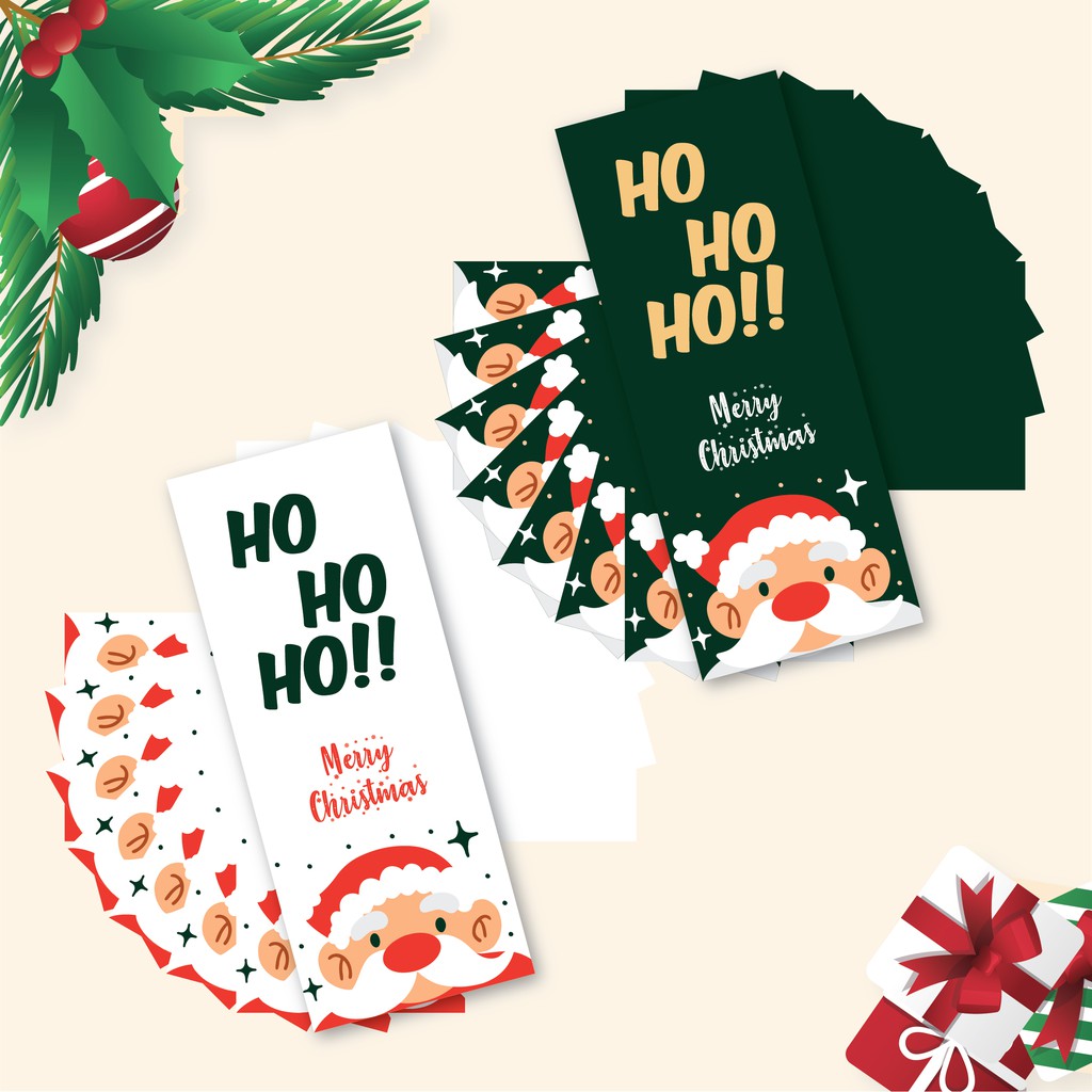 

STICKER/STIKER LABEL KEMASAN CUTTING PERSEGI PANJANG LABEL UCAPAN SELAMAT NATAL MERRY CHRISTMAS SANTA CLAUS 45pcs v1
