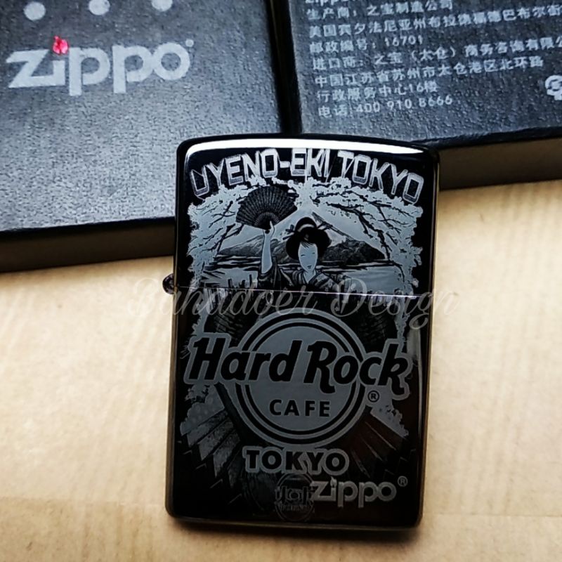 ZIPPO BLACK CHROME CUSTOM GRAFIR HARD ROCK CAFE TOKYO DESIGN PREMIUM BEST QUALITY PRODUCT