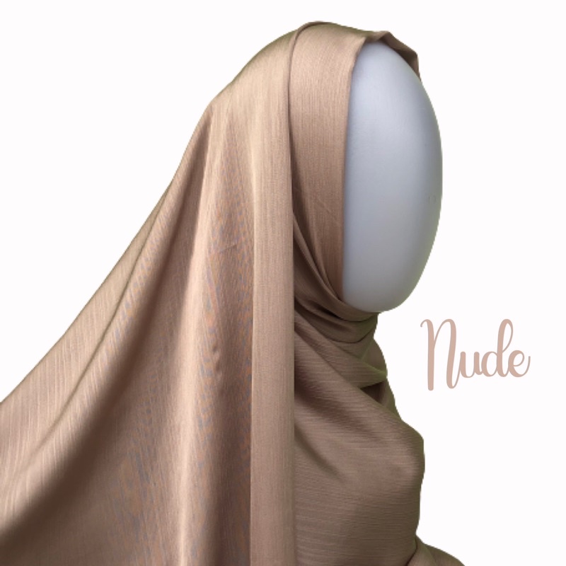 MALAY SILK SHAWL | PASHMINA CRINKLE TEXTURED SILK PREMIUM-Nude