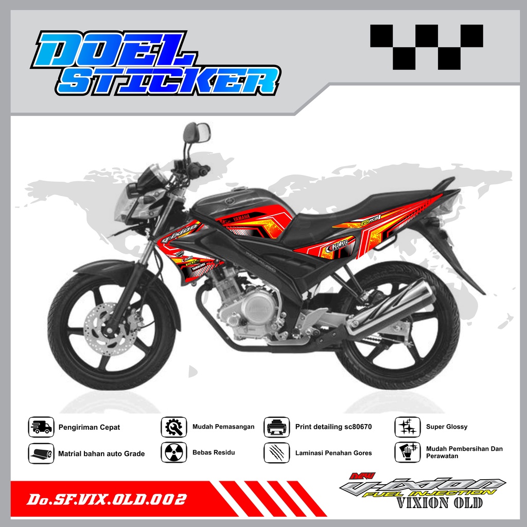 STICKER STRIPING VIXION OLD LAMA - STICKER STRIPING VIXION OLD LAMA 2008-2012 VARIASI HOLOGRAM/PELANGI , CROME DOEL 002