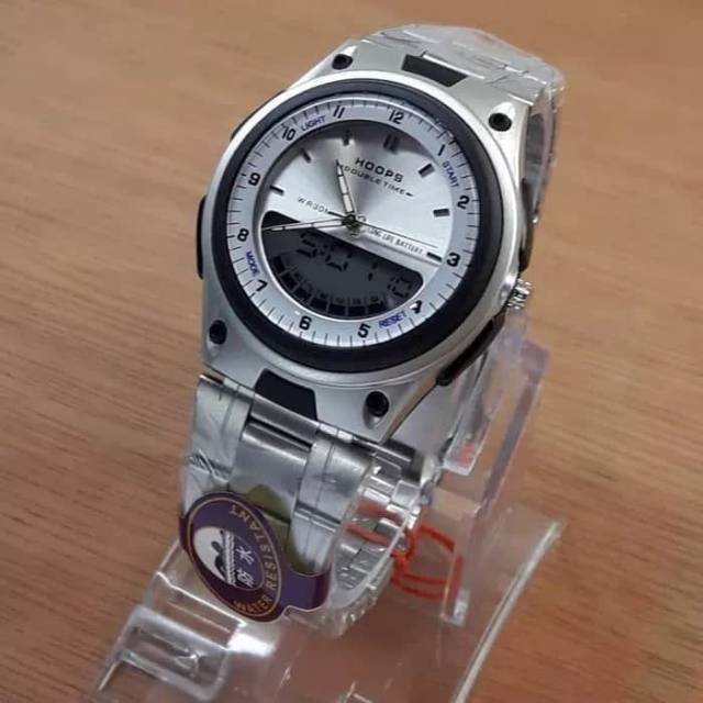 Jam tangan pria Hoops Dual Time Original ranrai stainless steel Water resistance