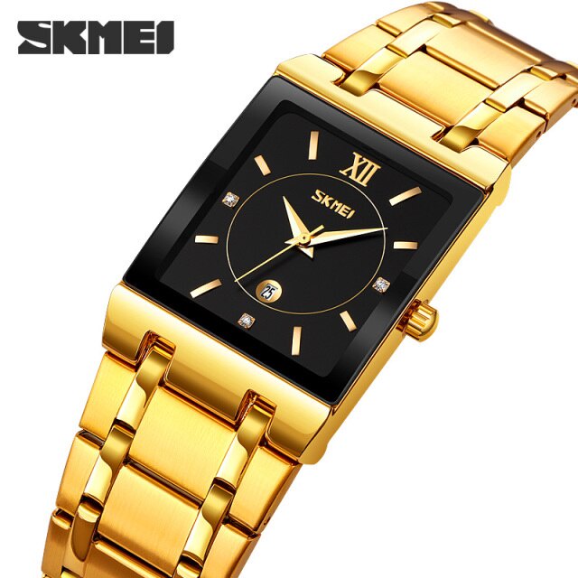 Jam Tangan Pria SKMEI Analog Date 9263 Men Stainless Steel Jam Tangan LED SKMEI