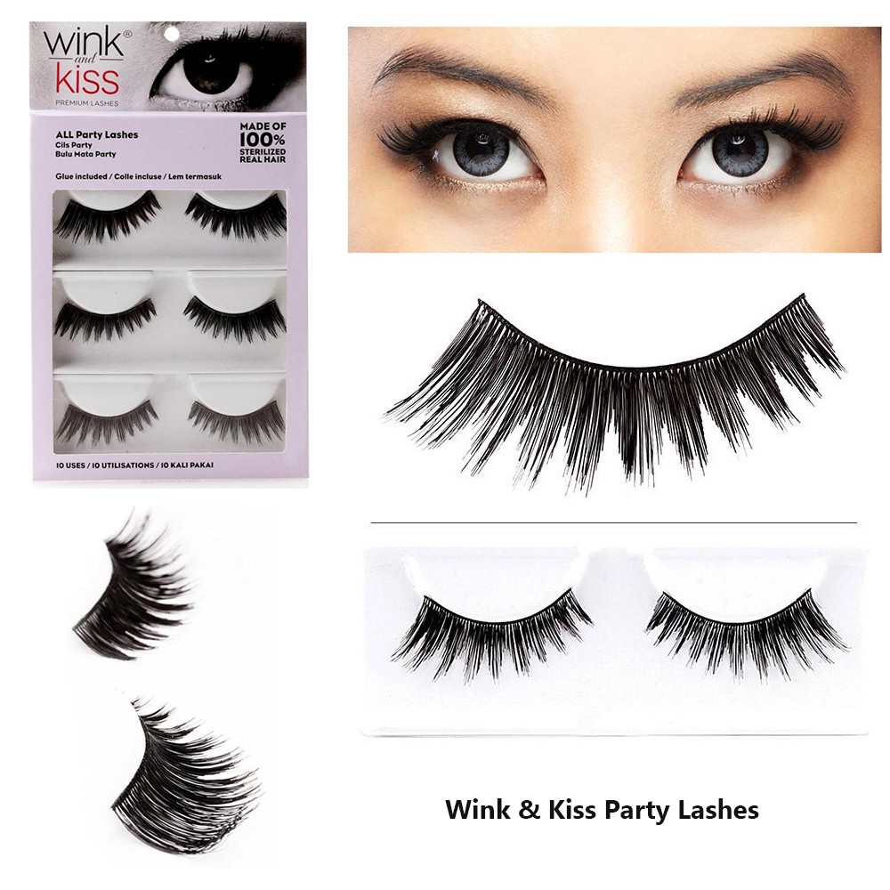 Wink &amp; Kiss Lashes [1pasang/3 pasang] - Human Hair/Bulu Mata Palsu