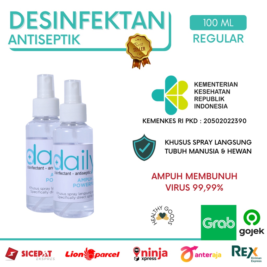 DESINFEKTAN DAILY ANTISEPTIC SPRAY DISINFEKTAN 100ML DAN AMAN UNTUK KULIT