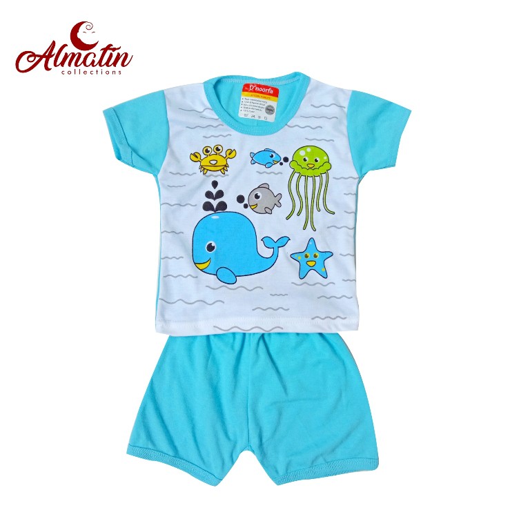 Setelan Baju Bayi Tangan Pendek Oblong Dapat 3 Setel / 3PcsSetelan Baju Bayi Tangan Pendek 0-8 Bulan