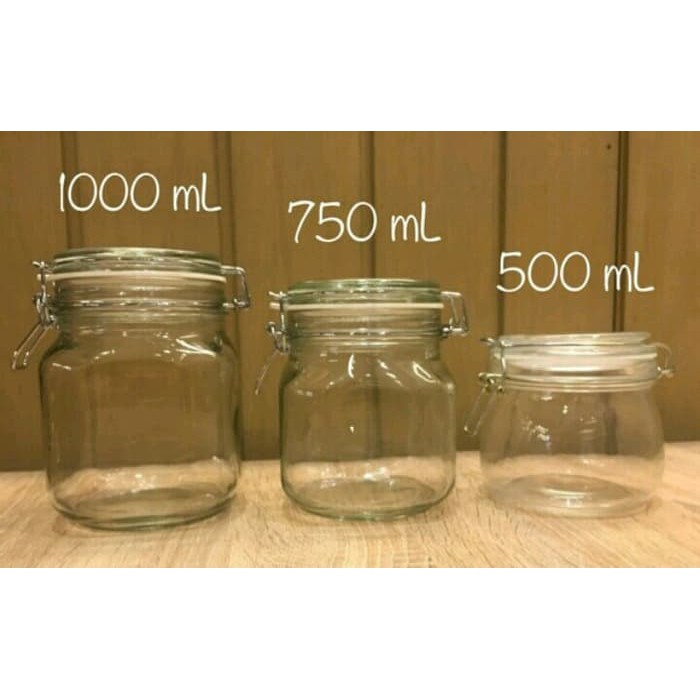 Toples Kaca 1 liter - Hermetico Jar 1000 ml