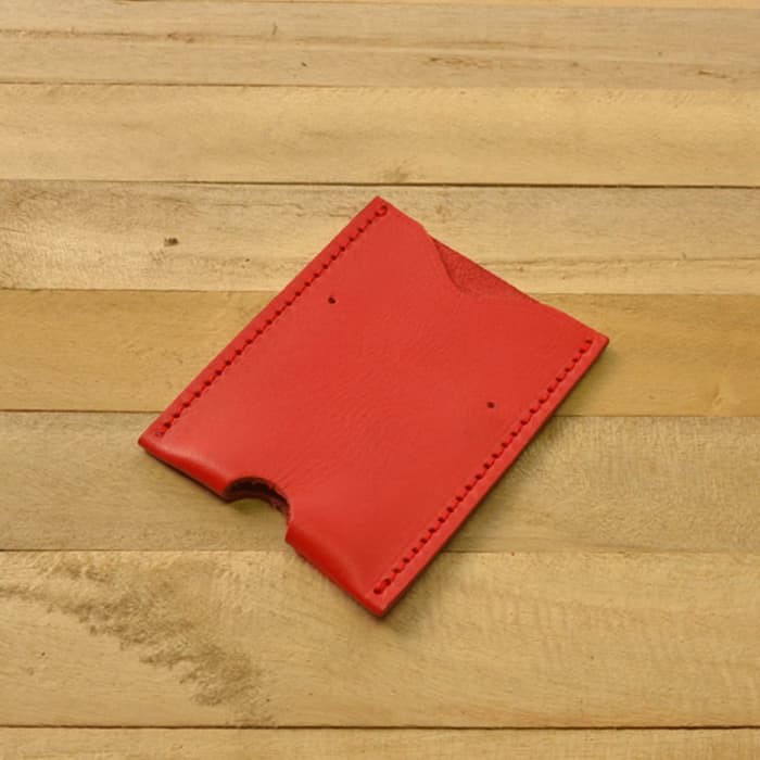 dompet kartu simpel kulit asli - slim wallet - dompet minimalis merah