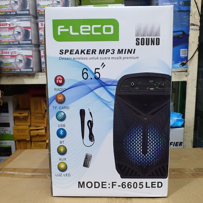 Speaker Bluetooth Multimedia Fleco F 6605 + Bonus Mic