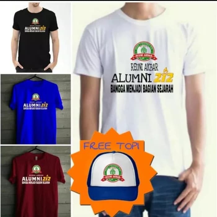 KAOS BAJU TSHIRT 212 ALUMNI REUNI AKBAR + TOPI AKBAR REUNI 212 HS-1179