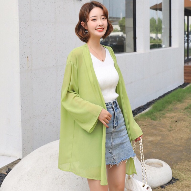 CARDIGAN PLAIN KOREA LUARAN SIFON TRANSPARAN OUTER POLOS CHIFFON