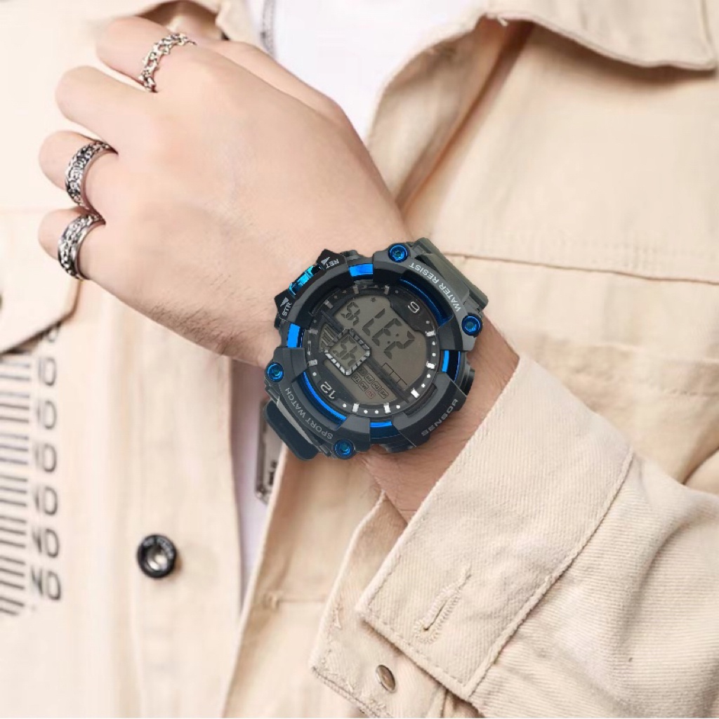 COD✅ Jam Tangan Pria Digital Sprot Rubber LED Wanita Fashion Watch Quartz Harga Grosir   S1227