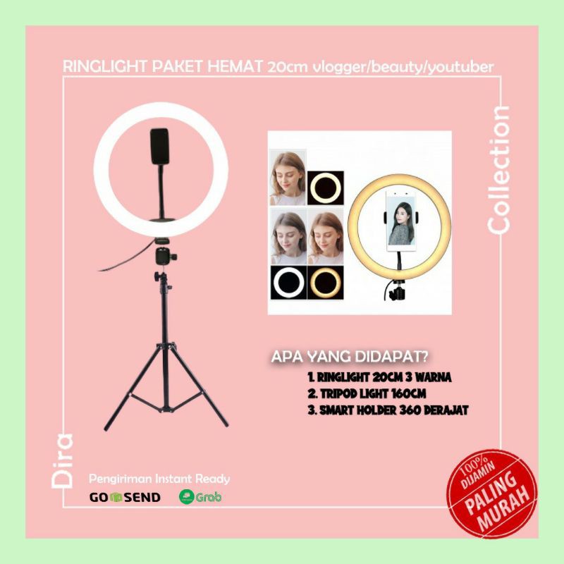 Jual Paket Viral Lampu Ring Light Dan Tripod 26 Cm Tik Tok Shopee