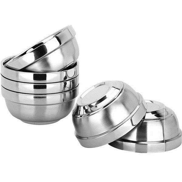 stainless steel double wall bowl anti panas mangkok korea