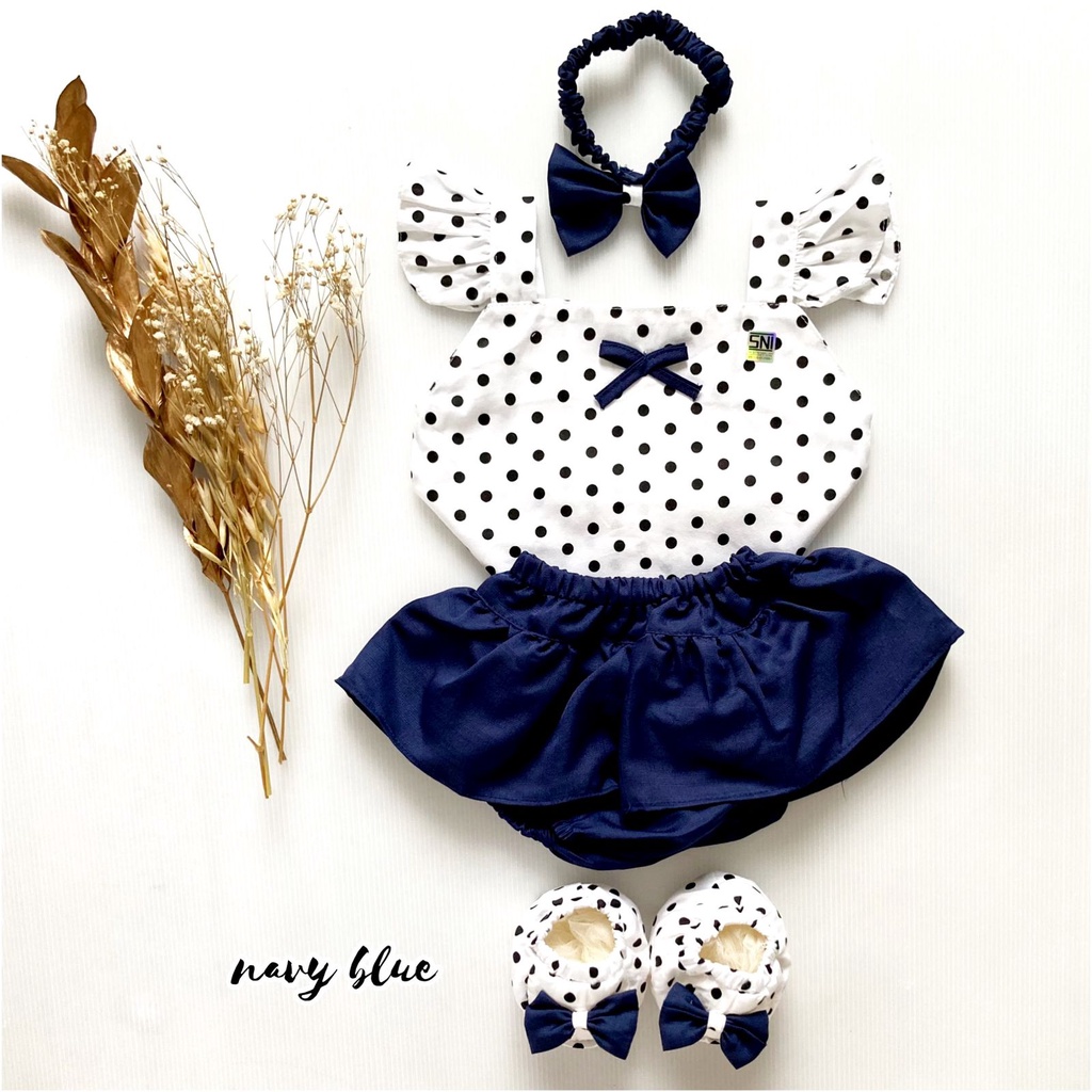 CORRY / SHANIKA overall / CLARA / GIANNA TALITHA Baju Setelan Jumper Rok Bunga Bandana Sepatu Pergi Lucu Fashion Anak Bayi Perempuan Cewek-corry navy blue