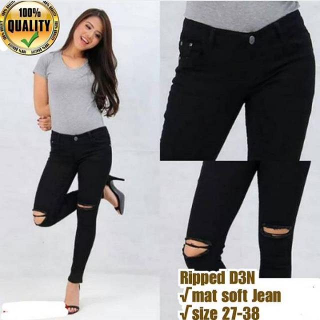 Celana jeans sobek cewek