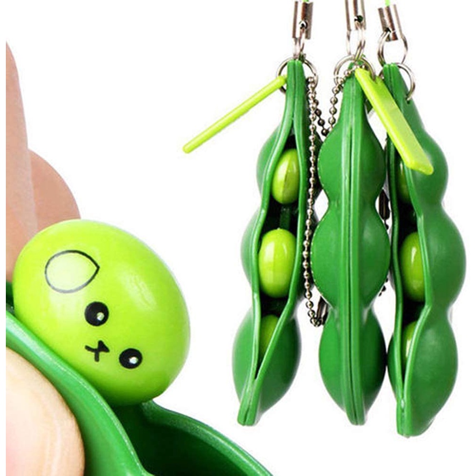 Gantungan Kunci Bentuk Kacang Kedelai Edamame fidget toys mainan antistress lucu