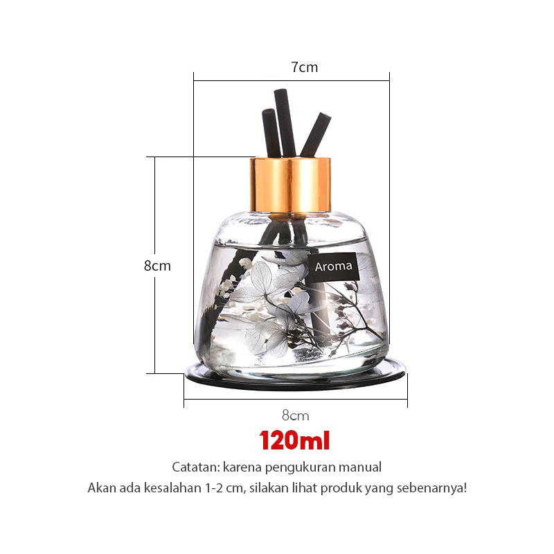 LCX Ruangan Parfum Essential Oil Stick 50ml Clear Vas Premium Reed Diffuser Device Pengharum  + Bunga