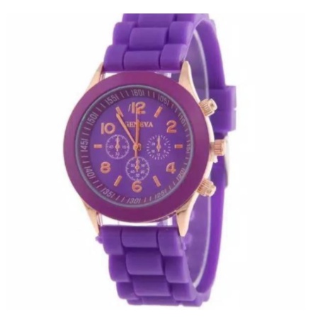 ✅COD J100 Jam Tangan Geneva Leather Quartz Fashion Wanita Import Murah Jakarta-Karet Ungu