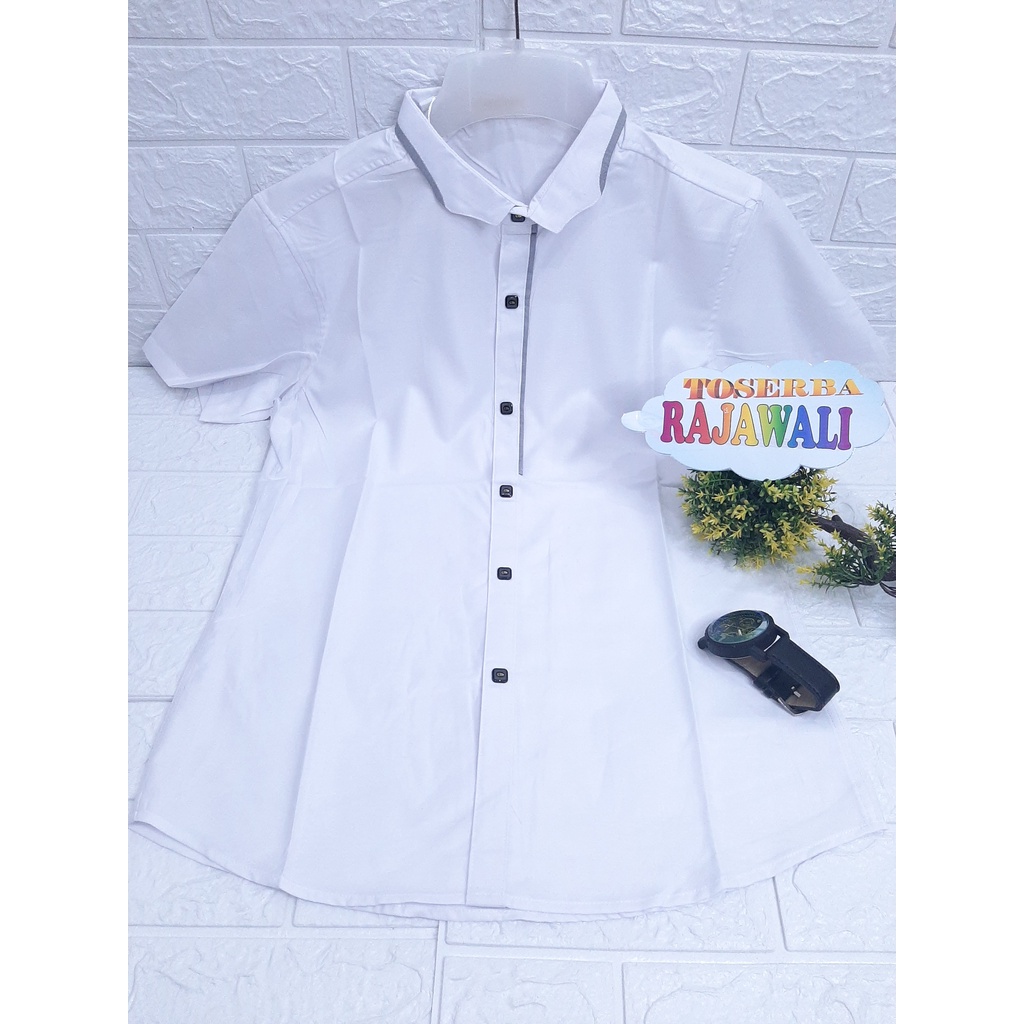 (Nxnitrox F6180) Kemeja Pria Lengan Pendek Putih Polos Import