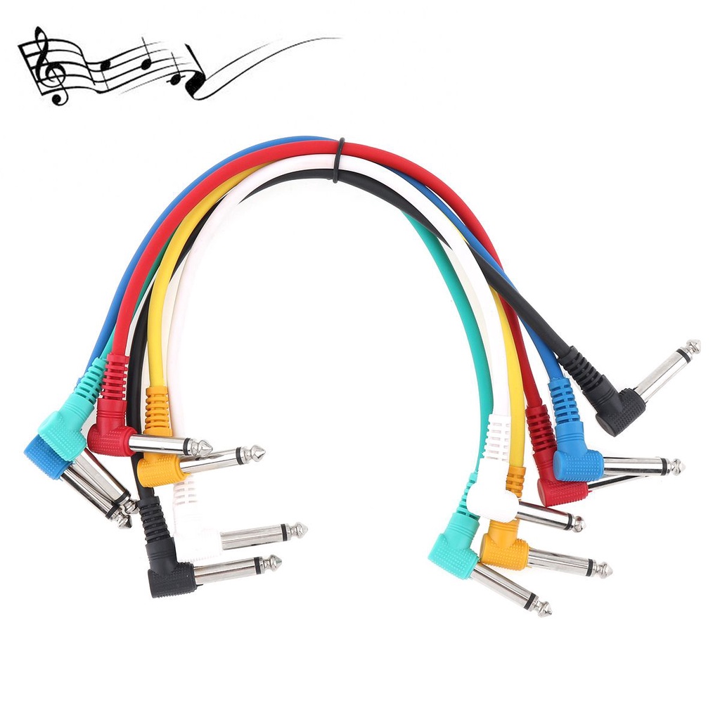 6pcs Kabel Audio 6.35mm Warna-Warni Untuk Pedal Efek Gitar