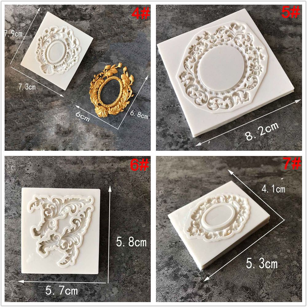 POPULAR Baking Tools Fondant Cake Mold Gumpaste Border Embossing Silicone Mould Decorating Pastry Chocolate European Antique Mirror Frame