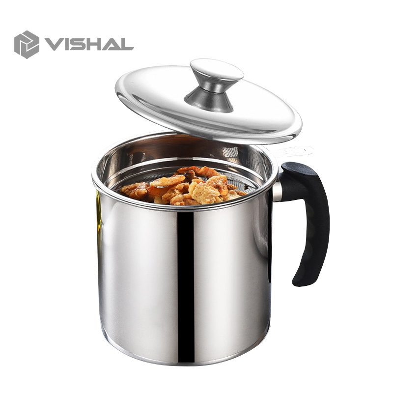 VISHAL OIL POT SARINGAN STAINLESS MINYAK GORENG SISA WADAH JELANTAH 1.2L Filter Oli Berkualitas Tinggi