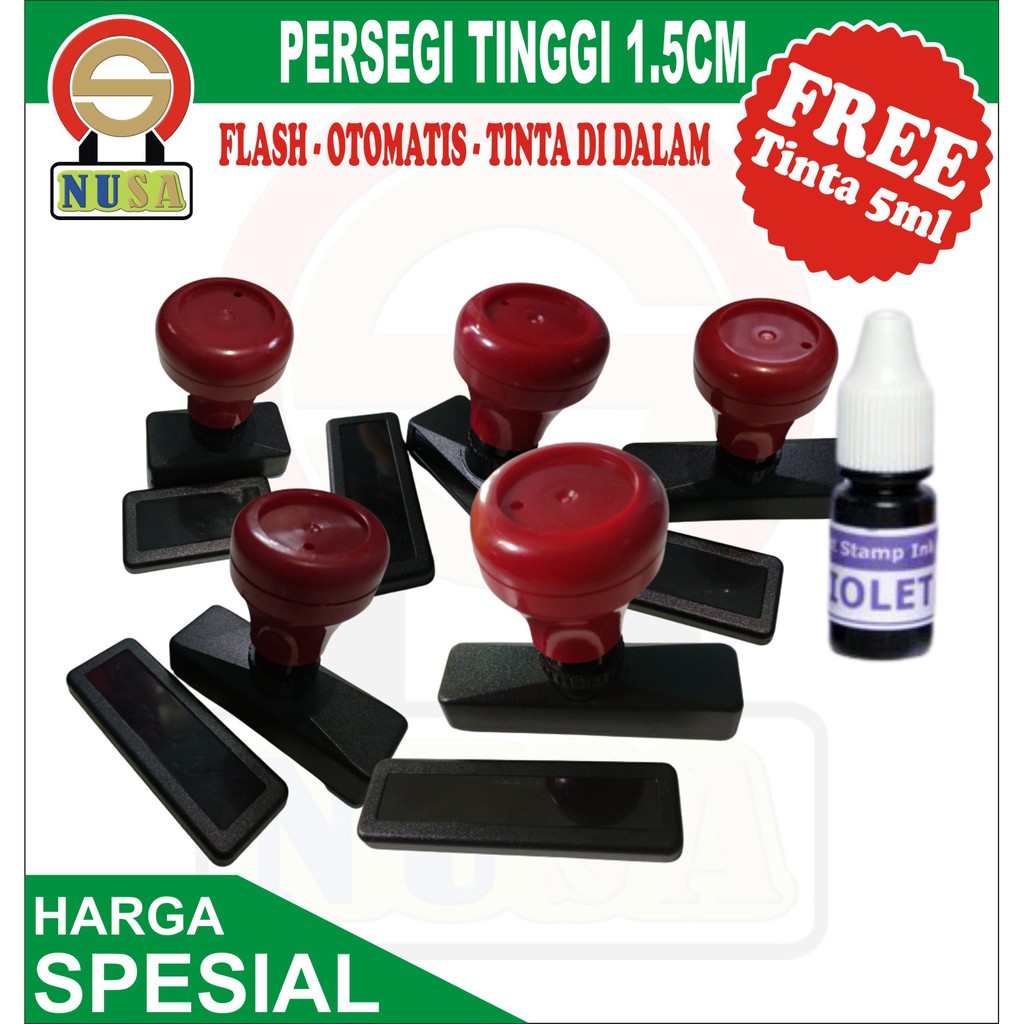 

STEMPEL OTOMATIS PERSEGI PANJANG TINGGI 1.5 CM BONUS TINTA 5 CC