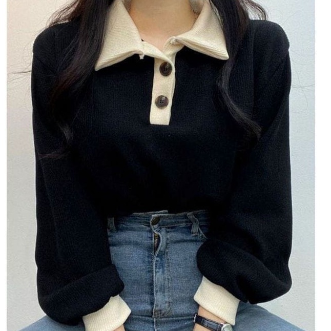 Collar Girl Sweater wanita oversize - sweater wanita