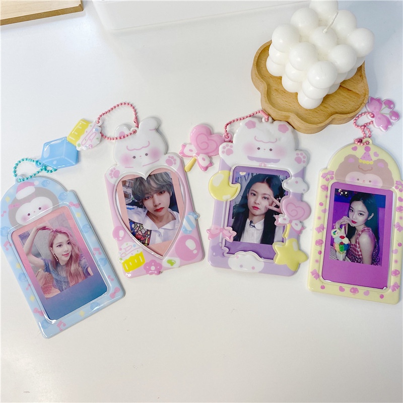 Holder Kartu ID / Foto Motif Kartun Kpop Kawaii Dengan Rantai