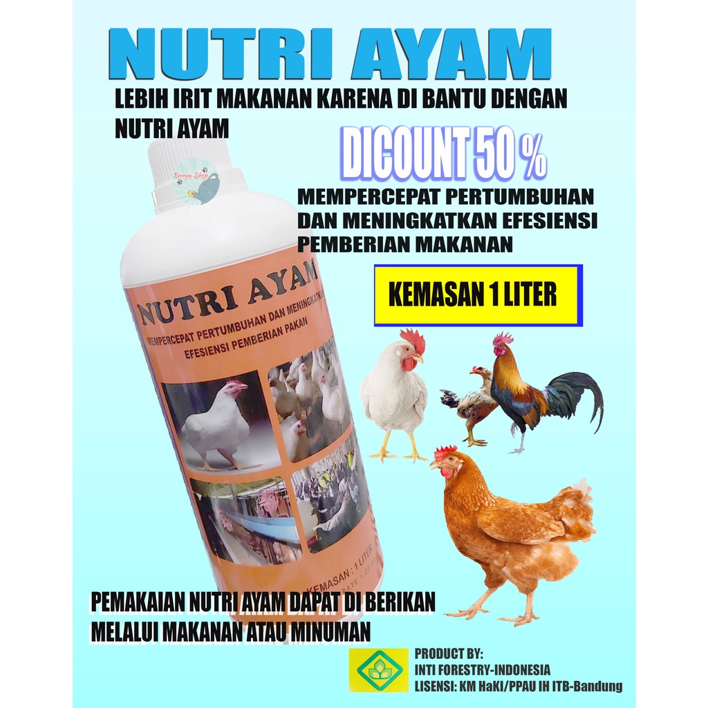 1 LITER - NUTRI AYAM Suplemen Hewan Ternak Mempercepat Pertumbuhan dan Meningkatkan Efisiensi Pakan - VITAMIN PENGGEMUK AYAM - OBAT PENGGEMUK AYAM