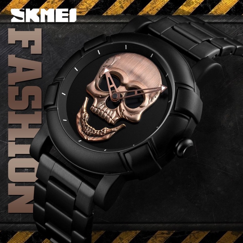 Jam Tangan SKMEI 9178 Watch Jam Tangan Pria Wanita Tengkorak Skull Digital Analog Tali Stainless