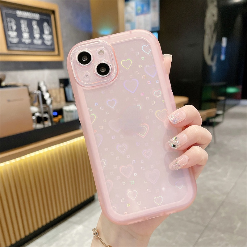 Phone Case Clear Laser Glitter Shining For iPhone 13 11 12 Pro Max XR X XS Max 7 8 Plus Bumper Cover Soft Love Heart Holographic