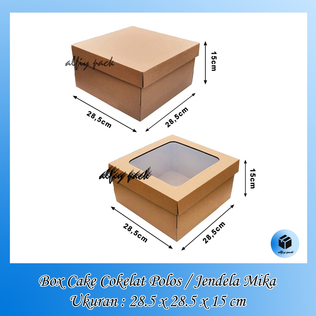 

1pack isi 10pcs BOX CAKE TART COKELAT POLOS / JENDELA MIKA UKURAN 28x28x15 CM KOTAK KARTON PACKAGING HAMPERS DUS BOLU TART SOUVENIR BOKS / GIFTBOX