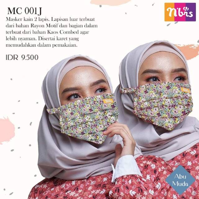 Masker Kain NIBRAS 2 Lapis Full Karet MC 001J - K