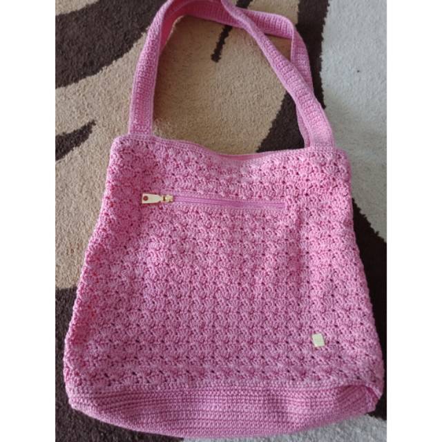 Tas dowa ori rajut pink