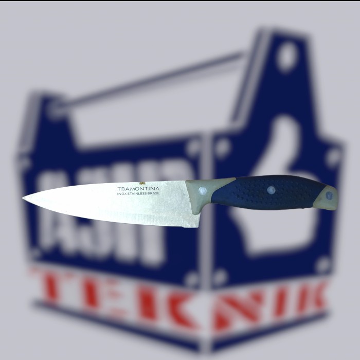 Obral pisau soligen 6 inch gagang karet biru tanpa kemasan