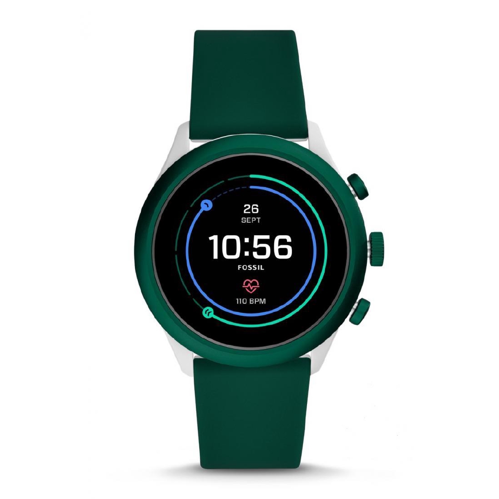 Fossil Gen 4 Sport Smartwatch 43mm Green Silicone Jam Tangan Pria [FTW4035]