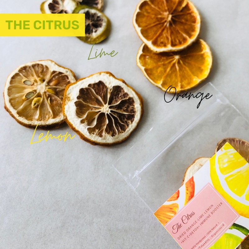 Organic&amp;Joy • The Citrus = Pure Dried Lemon+Lime+Orange (teh buah,infused water,3x antioxidant dlm 1kmasan,buah Murni dehydrated,bisa untuk hiasan kue/topping/cocktail/dll)