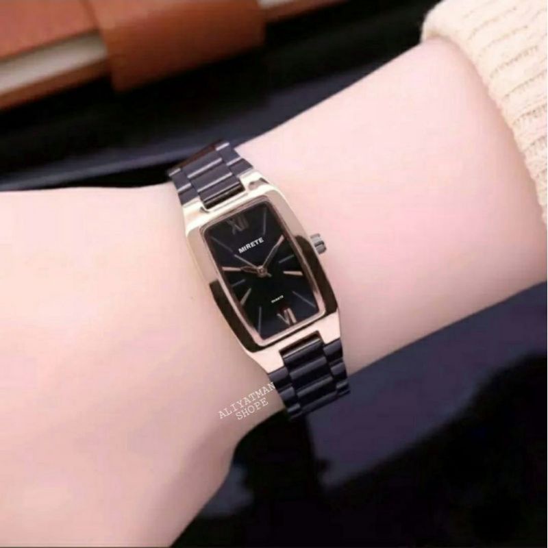 Jam Cewek Rantai Water Resistace Yerlaris Mirete Original Free Batrai Kasual Analog Formal | Mewah | Elegan | Terbaru | Tahan Air  | Skm | Fos | Rantai | Murah | Cod | Simple | Fashion | Kecil | persegi Panjang | Segi Empat | Stainees Stel | MIRTETE