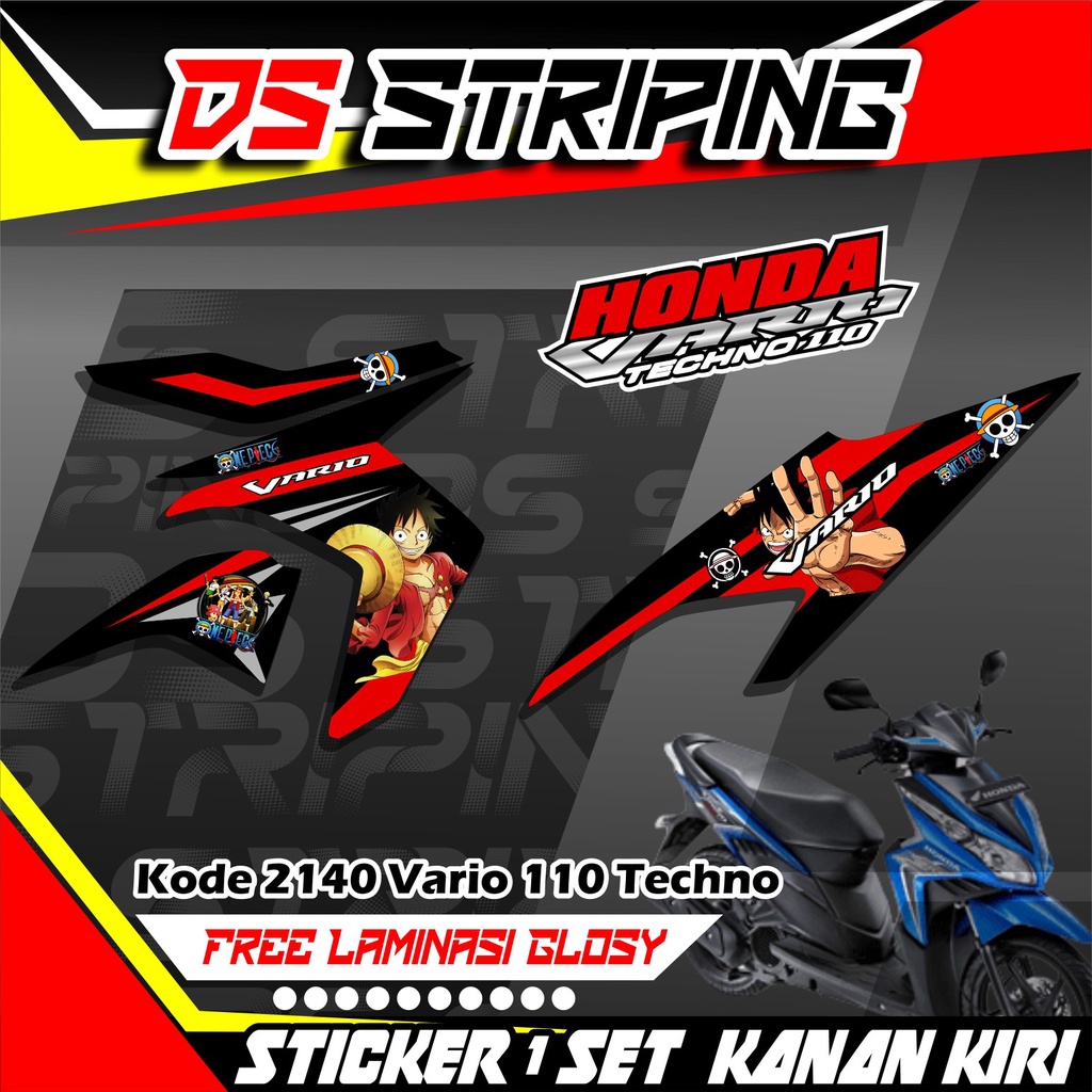 2140 Sticker Striping Motor VARIO 110 TECHNO Desain Motif Luffy One Piece