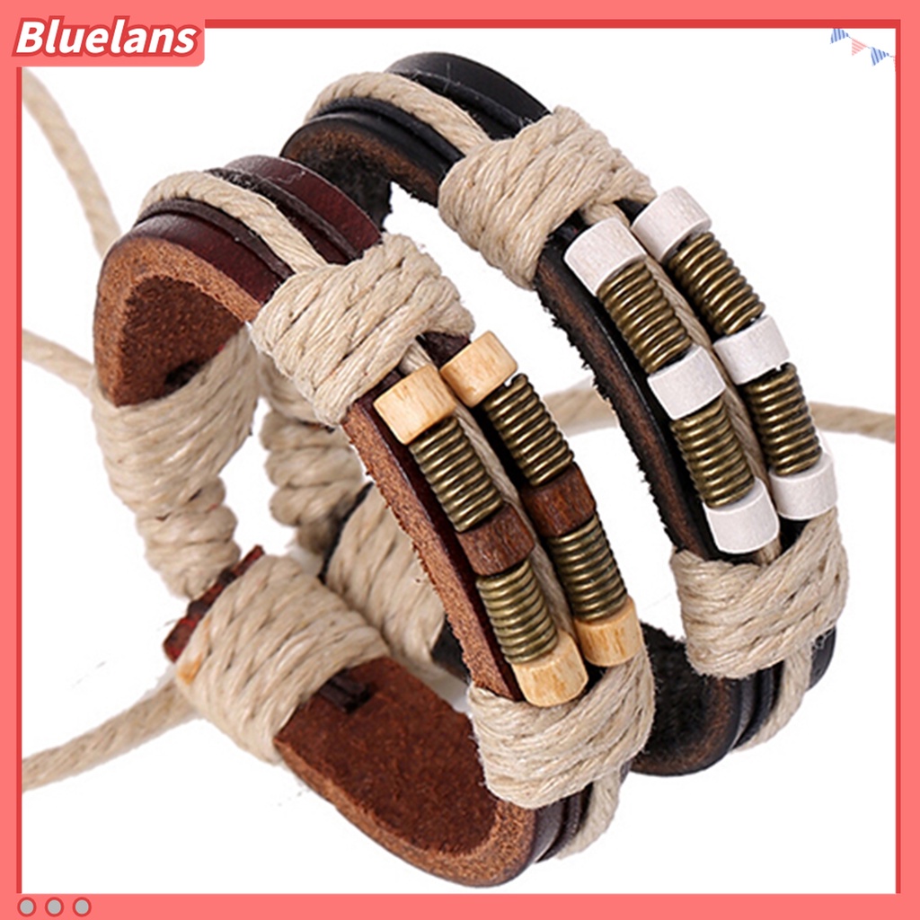 Gelang Multilayer Bahan Kulit Imitasi Gaya Punk Untuk Unisex