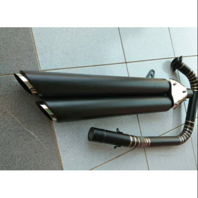Knalpot Kawasaki  W175 double Silincer full BLACK