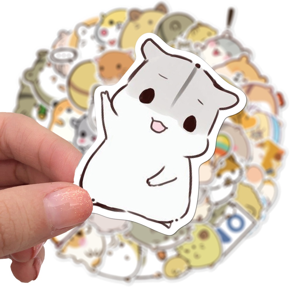 50 cute cartoon animal hamster stickers laptop skateboard guitar waterproof decorative stickers