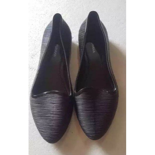 sepatu wanita flat slip on jelly fuhaha warna hitam modis