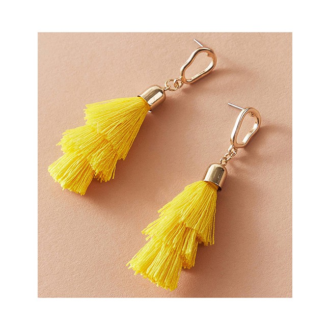 LRC Anting Tusuk Fashion Tassel Circle Letter Tassel Pearl Flower Love Alloy P51328