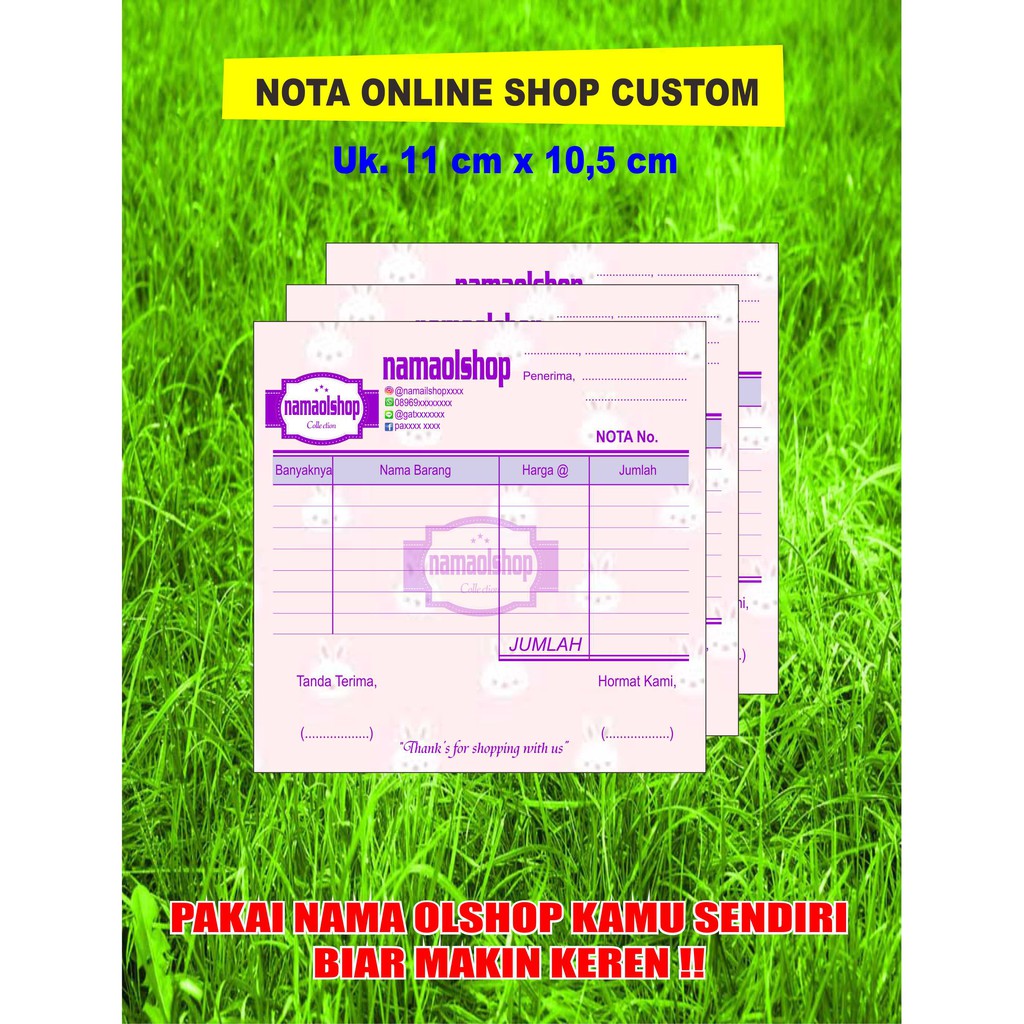 Nota Custom/Kwitansi/Faktur/Invoice Ukuran 1/6 FolioHVS Full